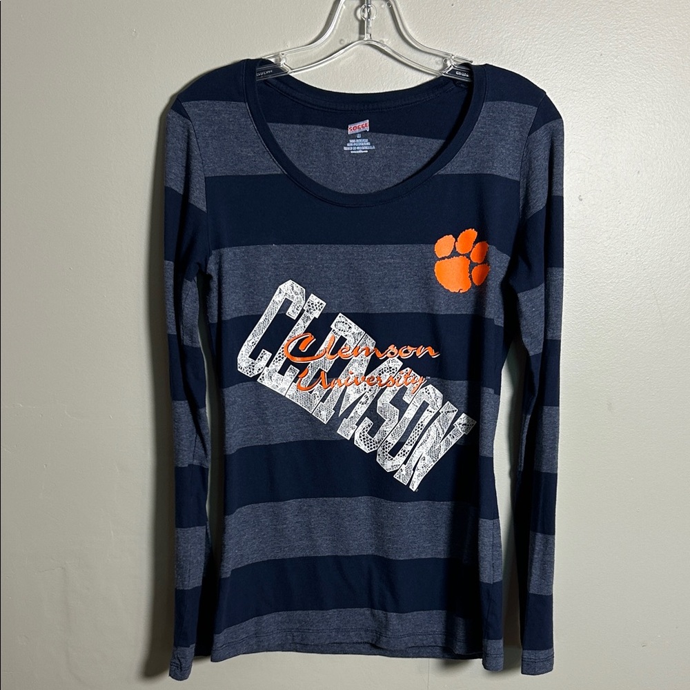 Clemson University Tigers Women’s Lightweight Longsleeve Soffe Striped Shirt Med